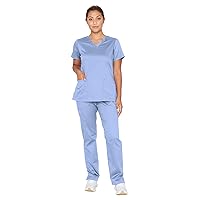 BARCO Essentials Unison Scrub Set for Women - Straight Leg Pant Medical Uniform Set, V-Neck Top Women's Scrub Set