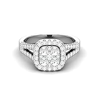 GEMHUB 1.08 Ct Round Lab Created G VS1 Diamond Cluster Style Bridal Wedding Ring 14k White Gold Sizable