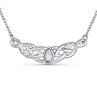 Bling Jewelry Good Luck Friendship Heart Trinity Irish Love Knot Triquetra Infinity Statement Celtic Moonstone Necklace Collar Pendant For Women Teen Couples .925 Sterling Silver