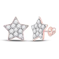The Diamond Deal 14kt Rose Gold Womens Round Diamond Star Earrings 1/6 Cttw