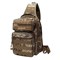 Sling Bag Small Shoulder Chest Pack Cross-body Molleone Strap Carry Bag for Travel Hiking Brown Camouflage, sling bag