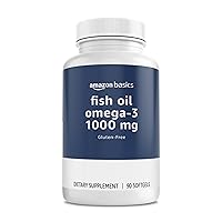 Amazon Basics Fish Oil Omega-3 1000 mg, 90 Softgels (1 per serving), Gluten Free