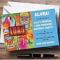 Aqua Hawaiian Tropical Luau Personalized Party Invitations