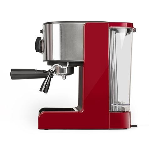 Passionata Rossa Espresso and Cappuccino Machine, 20 Bars of Pressure, Steam Frother for Frothing Milk and Preparing Hot Drinks, 0.33 gallon (6 cups)