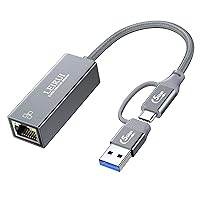 USB to Ethernet Adapter 2.5Gb, USB 3.0 USB C to RJ45 Gigabit Ethernet Adapter Type-C Thunderbolt 3 2500Mbps Ethernet LAN Network Adapter for MacBook Pro/Air,iPad Pro,Dell XPS,Surface,Laptop,Mac