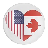 Canadian American Flag Heart Round Glass Fridge Magnet Refrigerator Stickers for Refrigerator/Cabinet/Dishwasher,3 Sizes