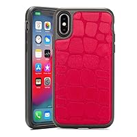 Rocstor Premium Alligator Collection Case for iPhone X/XS – Satin Fabric – Alligator Pattern - Red - Military Standard 810G Tested
