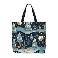 Christmas Atmosphere Print Stylish Canvas Tote Bag,Casual Tote'S Handbag Big Capacity Shoulder Bag, For Shopping, Work