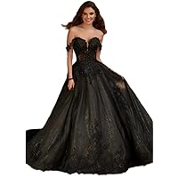 Women's Black Wedding Dress Sleeveless Satin/Tulle/Appliques Bridal Gowns with Train