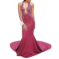 Changjie Women's Mermaid Prom Dresses 2018 Backless Formal Evening Gown