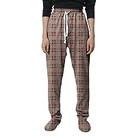 Adult Footed Sweatpants for Women Elastic Waisted Loose Casual Trousers Pockets Drawstring Buffalo Plaid Pajama Pants