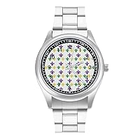 Mardi Gras Carnival Pattern Fashion Wrist Watch Arabic Numerals Stainless Steel Quartz Watch Easy to Read