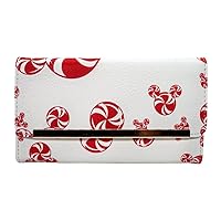 Buckle Down Disney Wallet, Envelope Foldover, Mickey Mouse Peppermint Candy Swirl Ears Icon Scattered, Vegan Leather