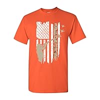 Hunting Flag Gun Rifle Hunt Duck American Flag USA Adult DT T-Shirt Tee