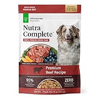 Nutra Complete Beef New Packaging, 100% Freeze Dried Raw Dog Food, Vet Formulated with Antioxidants Prebiotics and Amino Acids, 1 Pound
