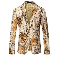 Tiger Print Blazer, Men Slim Fit Print Suit Jacket, Prom Blazer for Men, Unique Design Casual Blazer