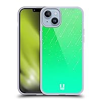 Head Case Designs Green Neon Rain Ombre Soft Gel Case Compatible with Apple iPhone 14 Plus and Compatible with MagSafe Accessories
