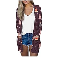 Ugly Christmas Sweater for Women Funny,Christmas Women's Fashion Casual Printed Long Sleeve Mid-Length Cardigan Jacket