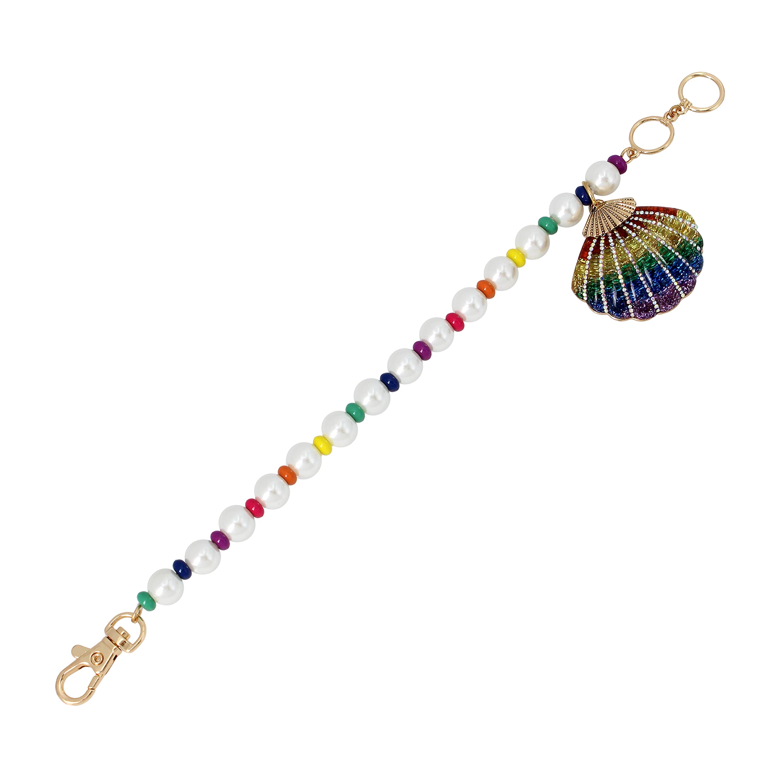 Betsey Johnson Rainbow Shell Charm Pearl Bracelet