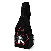 Canada Ice Hockey Maple Sling Bag Full Print Crossbody Backpack Shoulder Bag Lightweight One Strap Travel Hiking Daypack