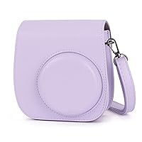 Phetium Instant Camera Case Compatible with Instax Mini 11/12,PU Leather Bag with Pocket and Adjustable Shoulder Strap (Lilac Purple)