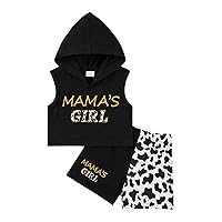 Toddler Girls Sleeveless Hooded Crop Top+Leopard Shorts Two Piece Set Summer Sweatsuits Casual Sports Suit