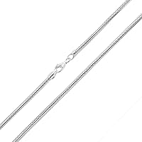 3mm solid sterling silver 925 Italian round SNAKE CHAIN necklace bracelet anklet with lobster claw clasp fits Pandora charms - 15, 20, 25, 30, 35, 40, 45, 50, 55, 60, 65, 70, 75, 80, 85, 90, 95, 100cm