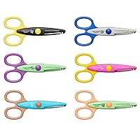 Fiskars Children's Decor Scissors, 6 Pieces, Incl. Storage Bag, Length: 13 cm, for Right- and Left-Handed Users, from 4 Years, Stainless Steel Blade/Plastic Handles, Multi-Coloured, Kidzors, 1003730