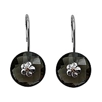 Carillon Stunning Smoky Quartz Natural Gemstone Round Shape Drop Dangle Engagement Earrings 925 Sterling Silver Jewelry