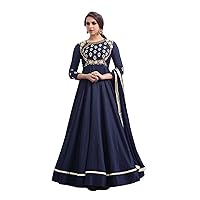 Teal Blue Woman Cocktail Party Gown Designer Silk Long Flairy Anarkali Dress 3935