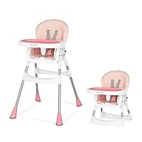 Portable 2-in-1 Tabletalk High Chair, Convertible Compact Light Weight Highchair, Pink