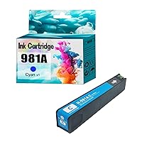 981a Replacement Cyan Ink Cartridge Compatible for HP 981a 981x 981y Ink Cartridges Work for PageWide Enterprise Color 556dn 556 Flow MFP 586dn 586f Printers