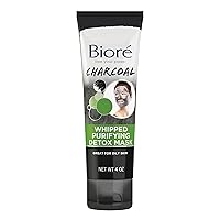 Bioré Charcoal Whipped Purifying Detox Mask, with Natural Charcoal, Deep Pore Cleansing, 4 Ounce, Dermatologist Tested, Non-Comedogenic, Oil Free