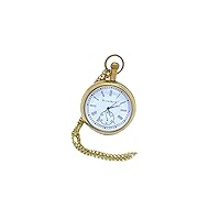 Vintage Pocket Watch for Men with Chain and Wooden Box, Roman Numerals, Gift for Dad, Boyfriend 46mm