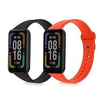 kwmobile Straps Compatible with Xiaomi Redmi Smart Band Pro Straps - 2x Replacement Silicone Watch Bands - Dark Blue/Beige
