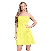 New Womens Plain Sheering Bandeau Boobtube Strapless Ruched Vest Mini Dress Top