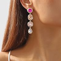 Baroque Crystal Earrings Rhinestone Dangle Drop Earrings Long Tassel Earrings Prom Wedding Bling Bridal Earrings for Women and Girls