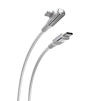Scosche Ci4BRA6WT-SP Strikeline RA Premium USB-C to Right-Angle MFi Certified Charge & Sync Braided Cable 6-ft. White/Silver