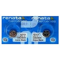 Renata 377 SR626SW Batteries - 1.55V Silver Oxide 377 Watch Battery (2 Count)