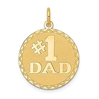 14k Yellow Gold Solid Polished Flat back Engravable Number 1 Dad Charm Pendant Necklace Measures 25.4x18mm Jewelry for Women
