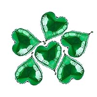 20pcs 18inch Green Heart Balloons, Mylar Star Foil Balloons for Wedding Birthday Baby Shower Spring Green St. Patrick's Party Supplies Mardi Gras Party Decorations