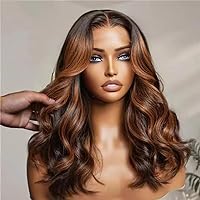 Highlight 1b/30 Color Lace Front Body Wave Human Hair Wig 13x6 HD Transparent Lace Front Wig Honey Blonde Wavy Brazilian Remy Hair 150% Density with Baby Hair Glueless Wigs 22inch