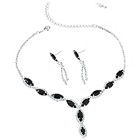 Bcenoilua Jewellery Sets for Women Teardrop Rhinestone Necklace and Earrings Set, Cubic Zirconia Delicate Suitable for Girls to Wear Wedding Engagement Prom
