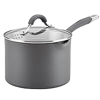 Circulon Radiance Hard-Anodized Nonstick Straining Saucepan, 3-Quart, Gray