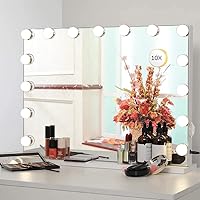 Vanity Mirror with Lights,Large Hollywood Lighted Makeup Mirror with 15 Dimmable LED Bulbs,3 Color Modes,Touch Control,10X Magnification for Bedroom,Tabletop or Wall-Mounted(23in)