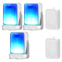 Loud Flash Doorbell with 7 Colors of Bright Light and 4 Volumes, Wireless Doorbells 600 feet,at Home/Office,Suitable for the Elderly, Hearing Impaired People, 2 Transmitters with 3 Receivers