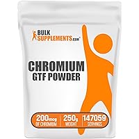 Chromium GTF Powder, Chromium Polynicotinate - GTF Chromium 200mcg, Chromium Supplements - Yeast Free, 200mcg of Chromium, 1.7mg per Serving, 250g (8.8 oz) (Pack of 1)