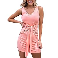 Women's Homecoming Dresses Fashion Casual Solid Color Min Dress Pullover Sleeveless Summer, S-2XL