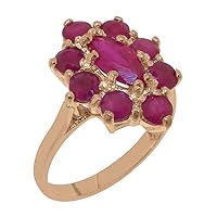 Solid 9k Rose Gold Natural Ruby Womens Cluster Ring - Sizes 4 to 12 Available