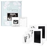 KeaBabies Pregnancy Journal, Pregnancy Announcements and 2-Pack Inkless Hand and Footprint Kit - 80 Pages Hard Cover Pregnancy Book For Mom To Be Gift - Ink Pad for Baby Hand and Footprints